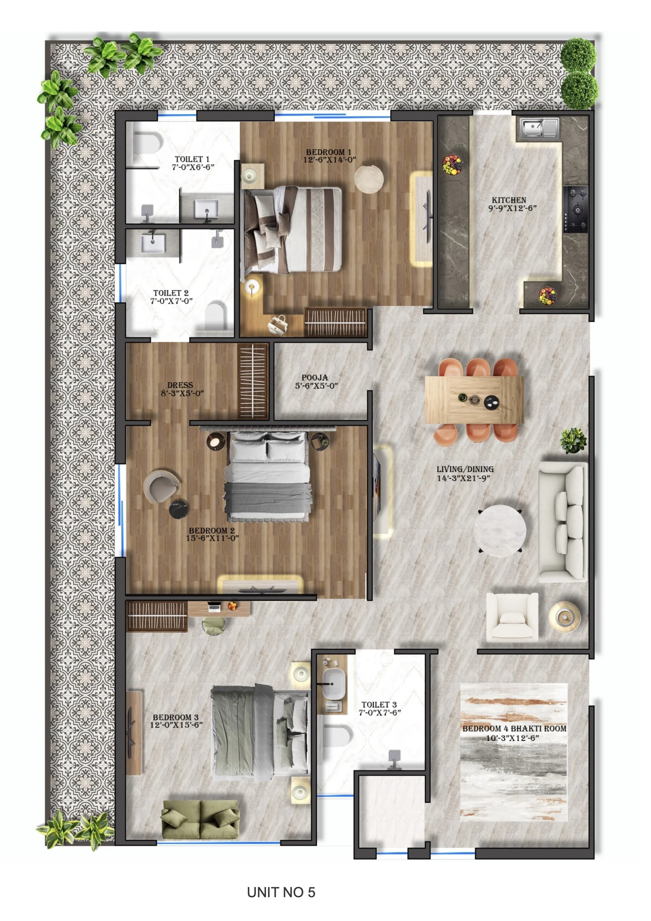 4 BHK Floor Plan